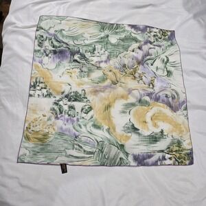Vintage Japanese Design Satin Square Scarf Symphony Scarfs Fish Village Luxury